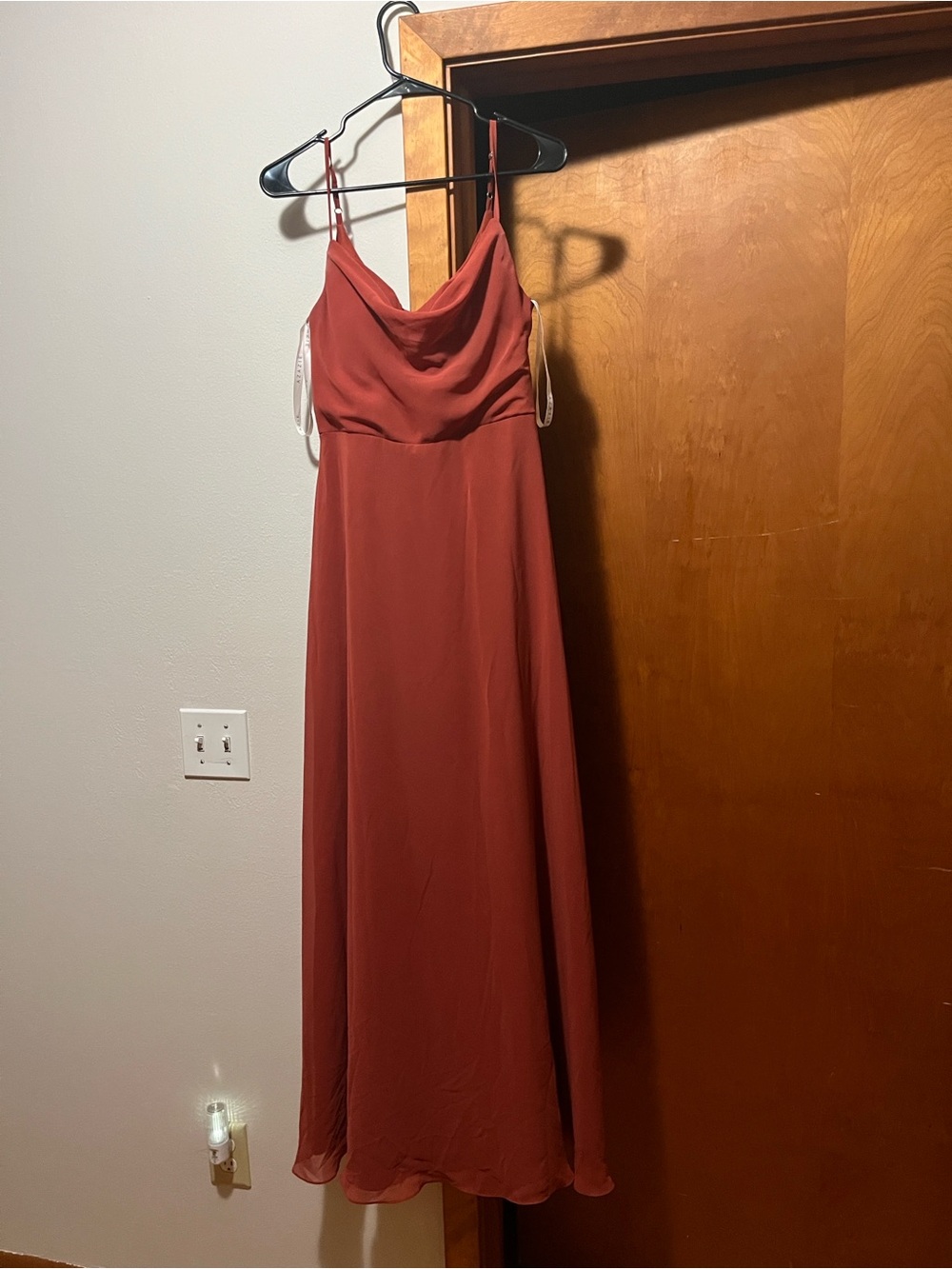 Terra-cotta Maxi Dress with Cowl Neck
